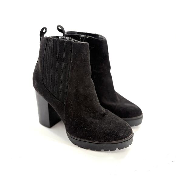 Primark Heel Chelsea Boots 7 Black Ankle Booties Vegan Suede Capsule Minimalist - Picture 1 of 6